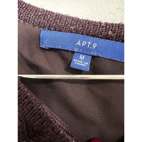 Apt 9 Women’s Purple Lined Pullover Sweater Sequins Asymmetrical Size Medium - Picture 3 of 3